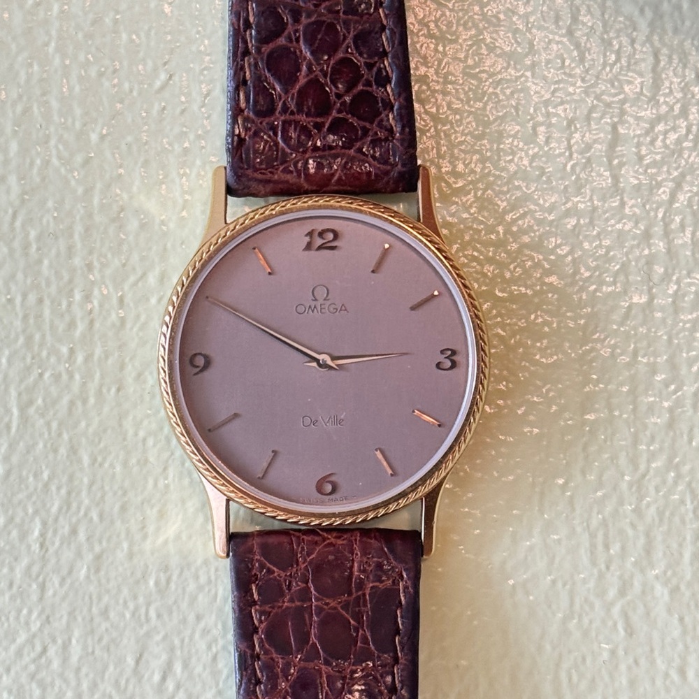 Omega De Ville Gold Case with Dark Brown Strap